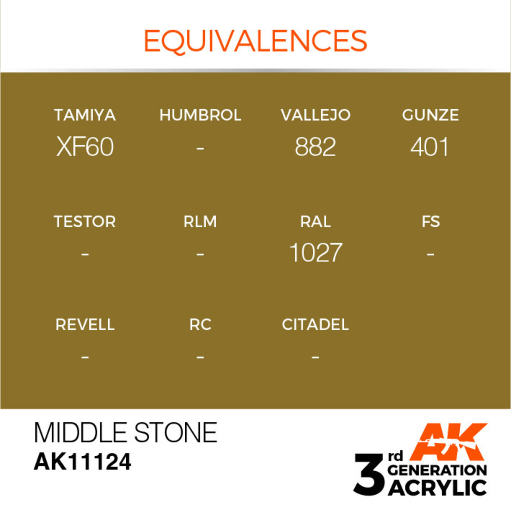 AK Interactive AK11124 3G Acrylic Middle Stone 17ml