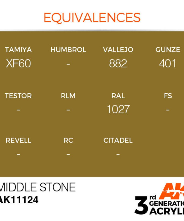 AK Interactive AK11124 3G Acrylic Middle Stone 17ml