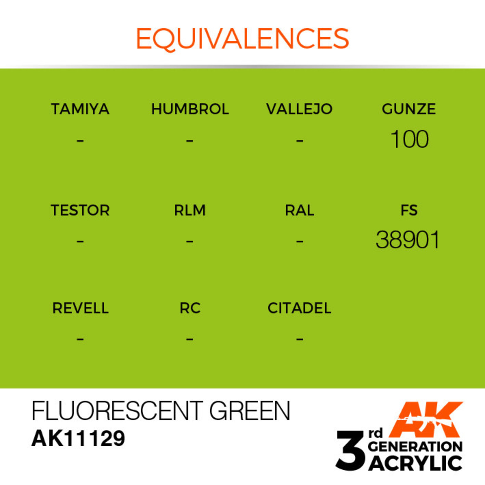 AK Interactive AK11129 3G Acrylic Fluorescent Green 17ml