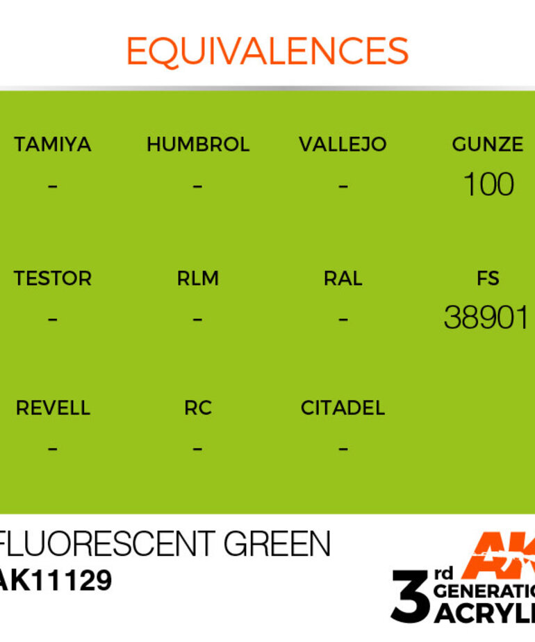 AK Interactive AK11129 3G Acrylic Fluorescent Green 17ml