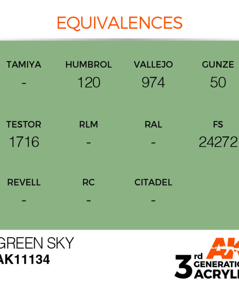 AK Interactive AK11134 3G Acrylic Green Sky 17ml