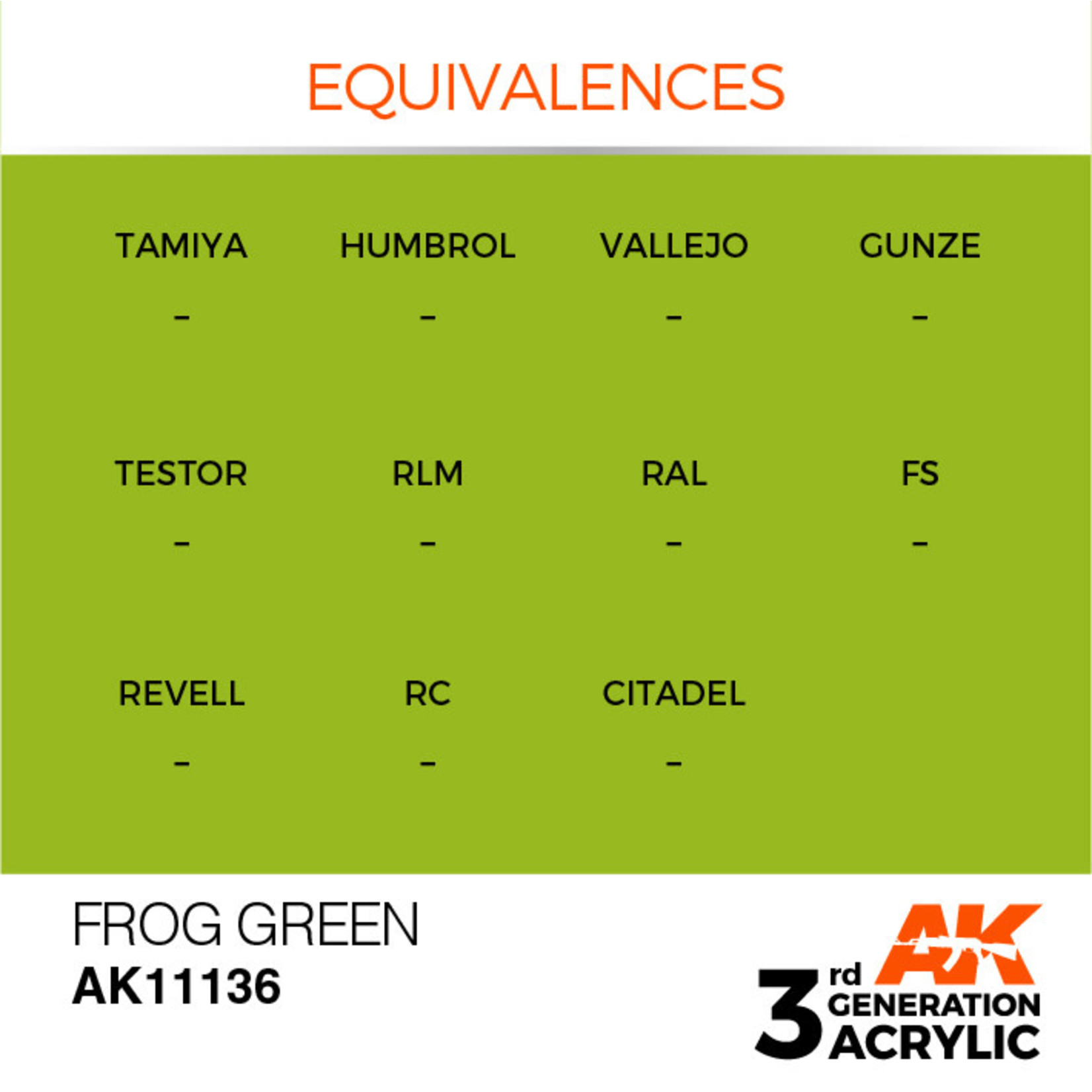 AK Interactive AK11136 3G Acrylic Frog Green 17ml