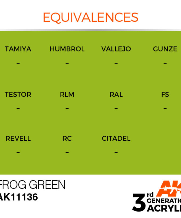 AK Interactive AK11136 3G Acrylic Frog Green 17ml