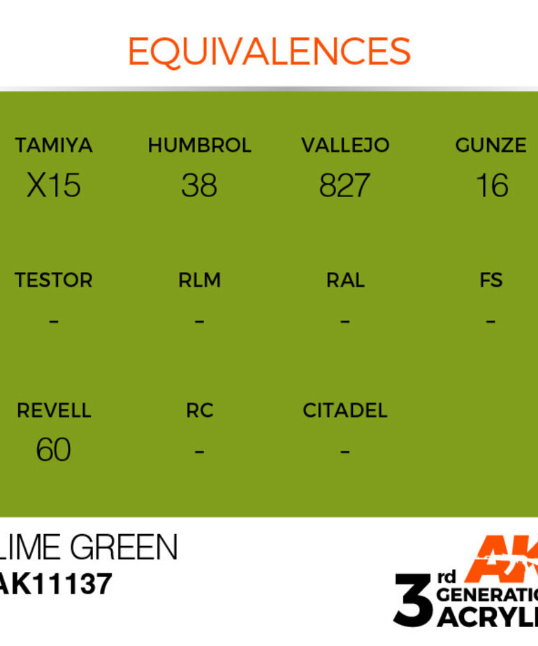 AK Interactive AK11137 3G Acrylic Lime Green 17ml
