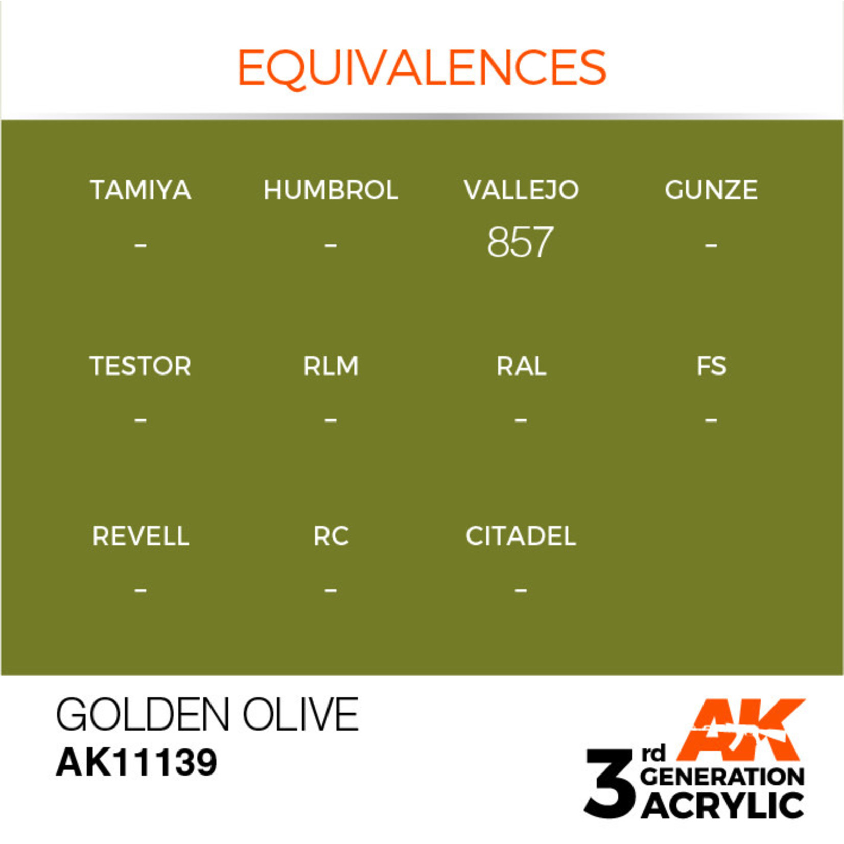 AK Interactive AK11139 3G Acrylic Golden Olive 17ml