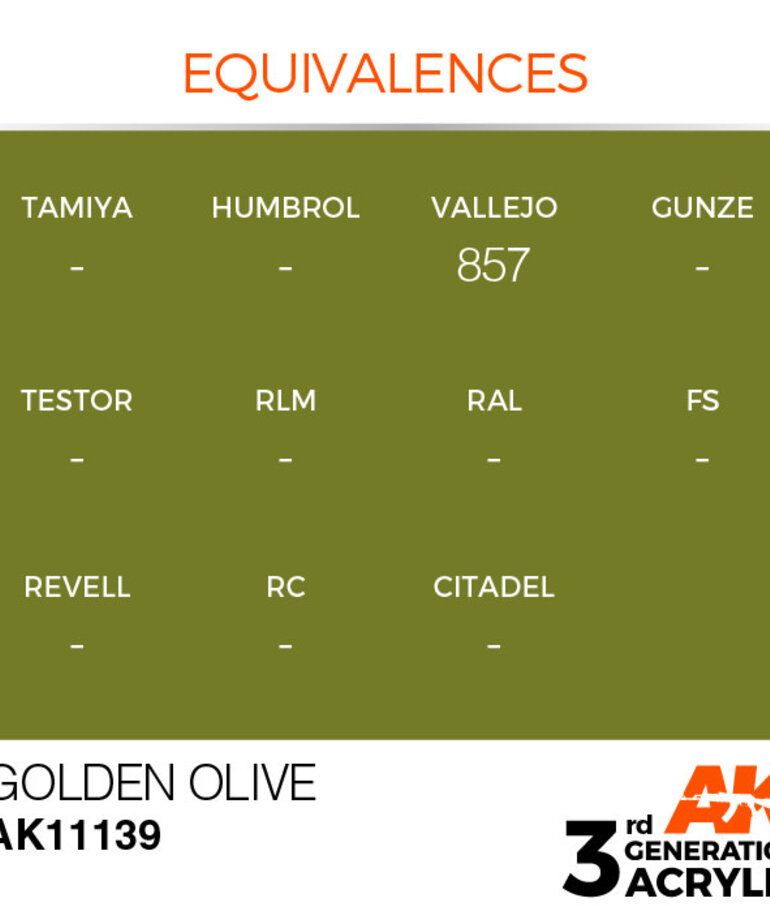 AK Interactive AK11139 3G Acrylic Golden Olive 17ml