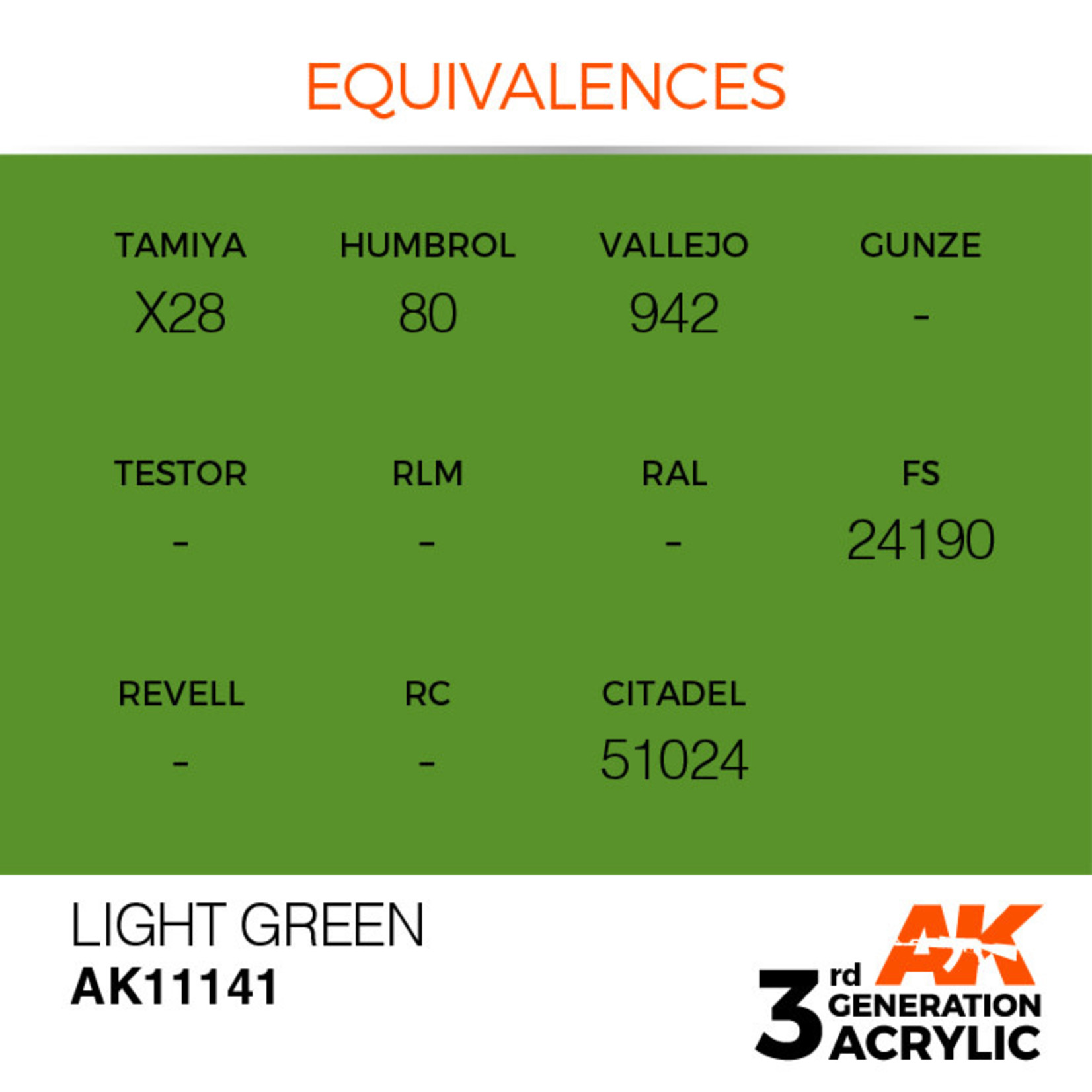 AK Interactive AK11141 3G Acrylic Light Green 17ml