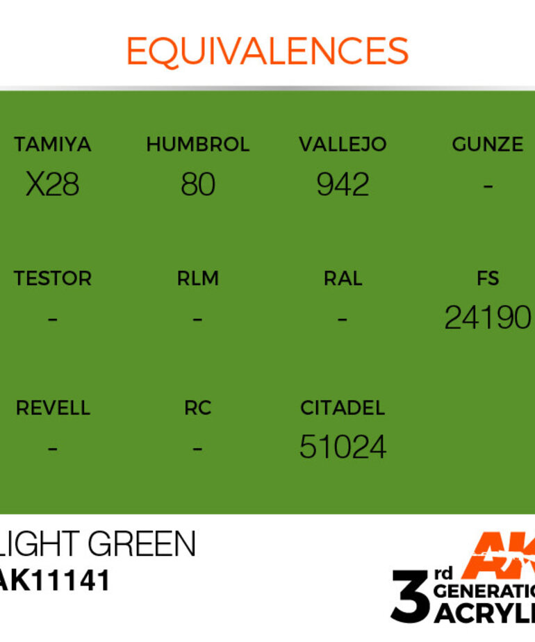 AK Interactive AK11141 3G Acrylic Light Green 17ml