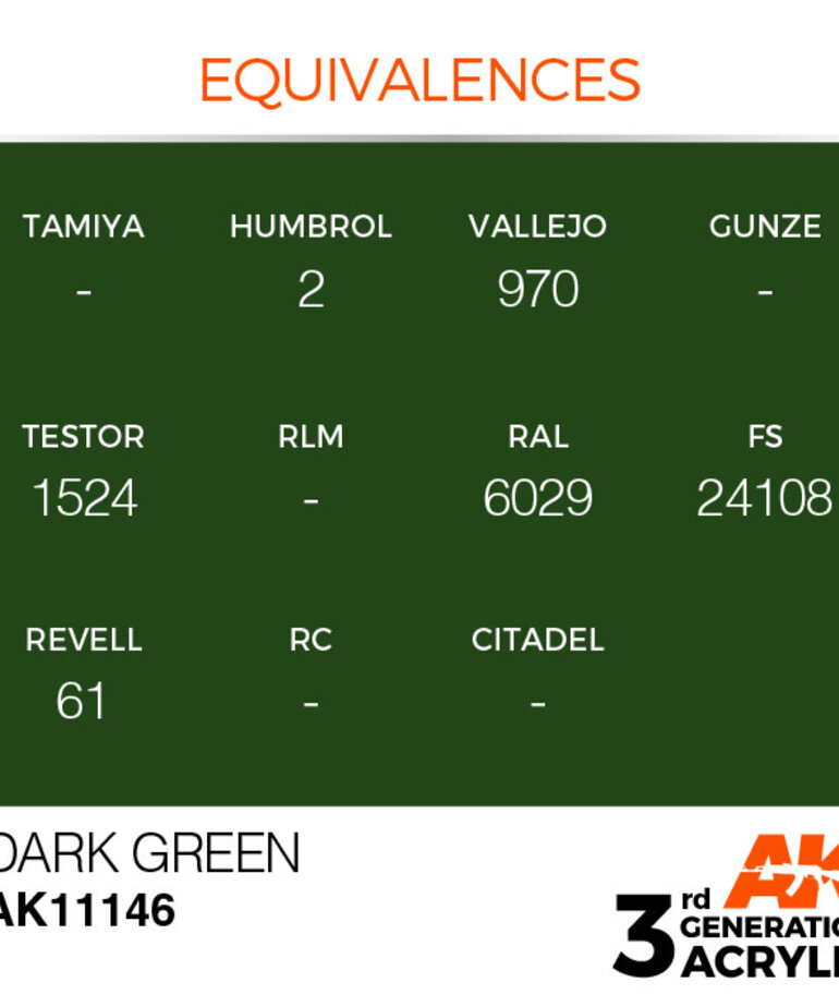 AK Interactive AK11146 3G Acrylic Dark Green 17ml