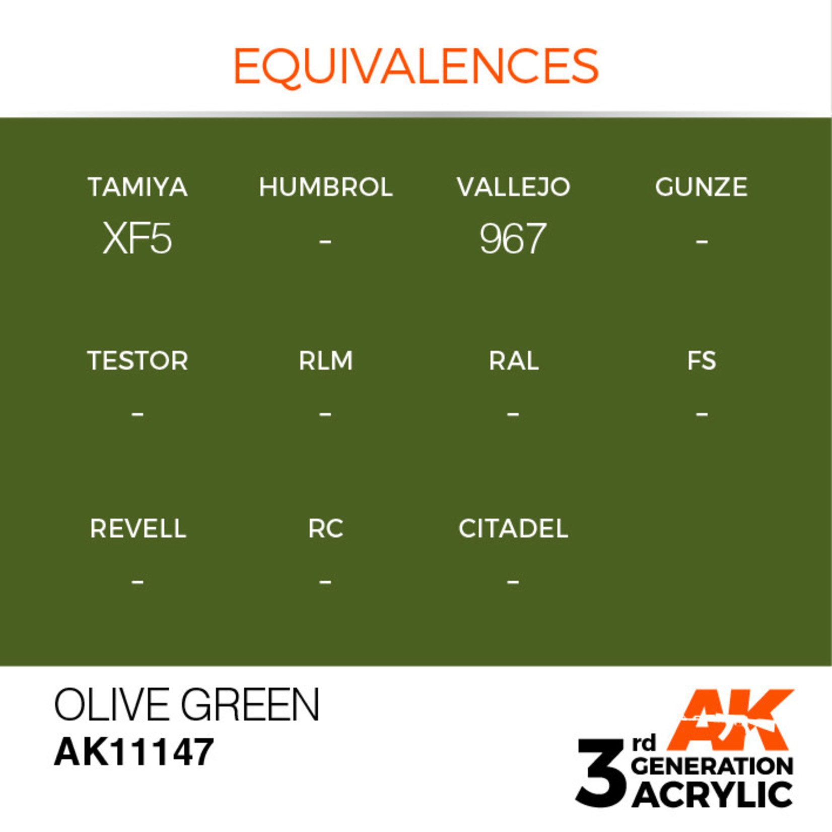 AK Interactive AK11147 3G Acrylic Olive Green 17ml