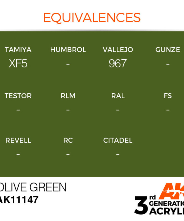 AK Interactive AK11147 3G Acrylic Olive Green 17ml