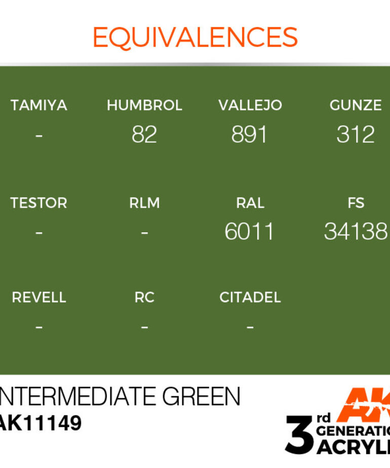 AK Interactive AK11149 3G Acrylic Intermediate Green 17ml