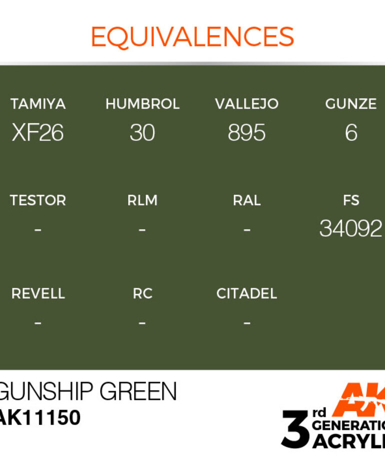 AK Interactive AK11150 3G Acrylic Gunship Green 17ml
