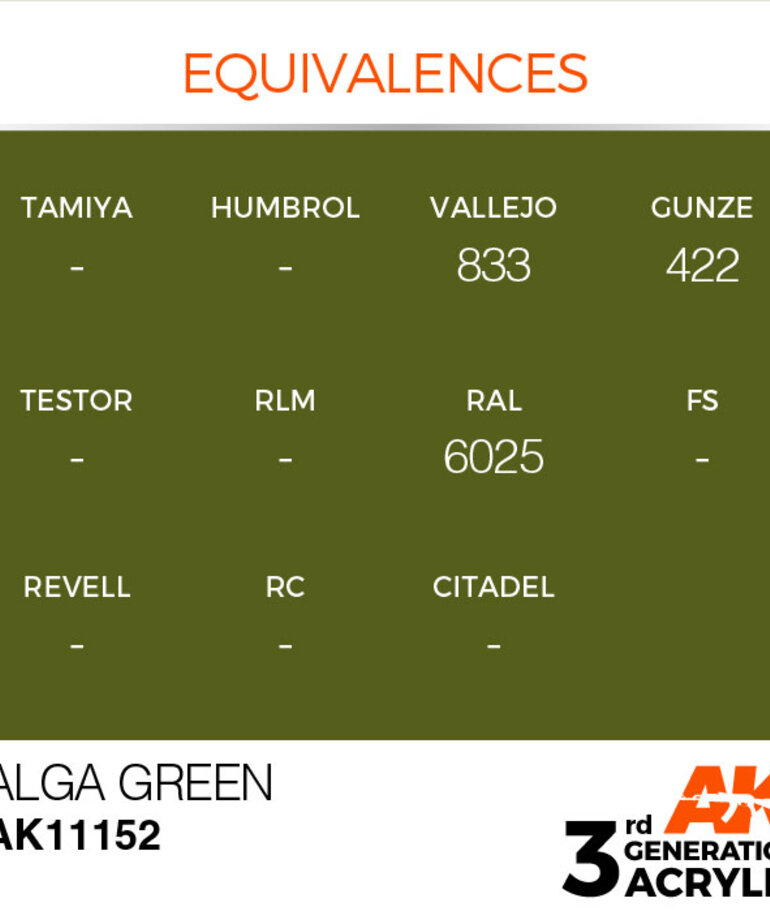 AK Interactive AK11152 3G Acrylic Alga Green 17ml