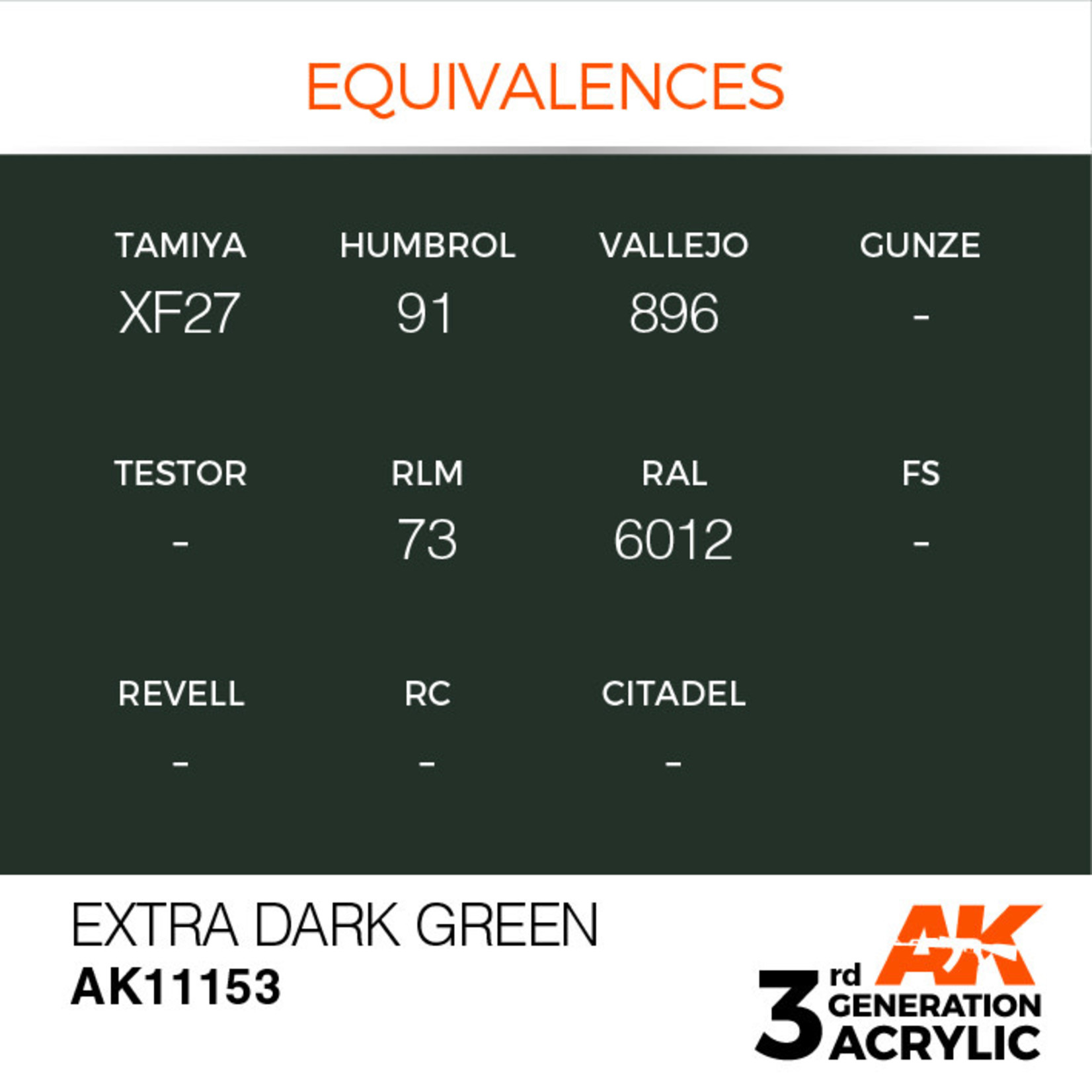AK Interactive AK11153 3G Acrylic Extra Dark Green 17ml