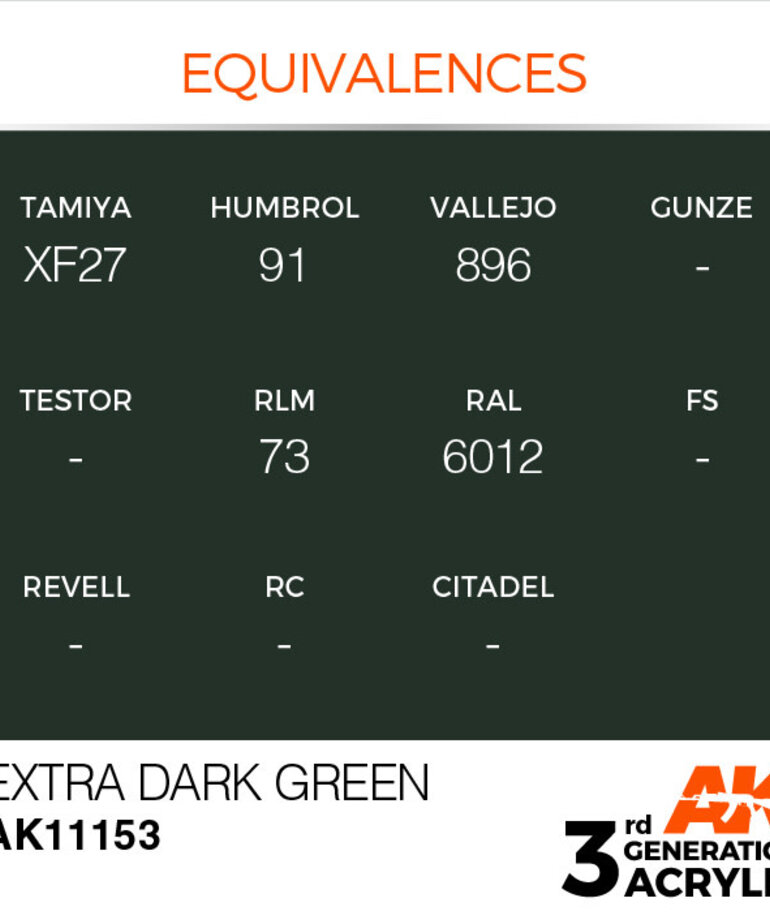 AK Interactive AK11153 3G Acrylic Extra Dark Green 17ml
