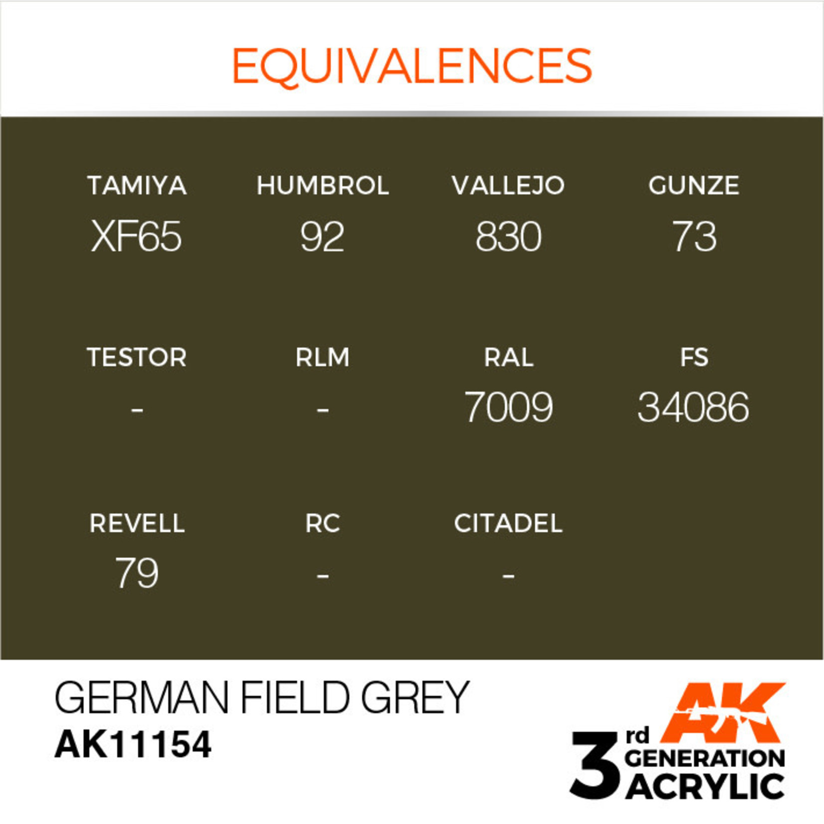 AK Interactive AK11154 3G Acrylic German Field Grey 17ml