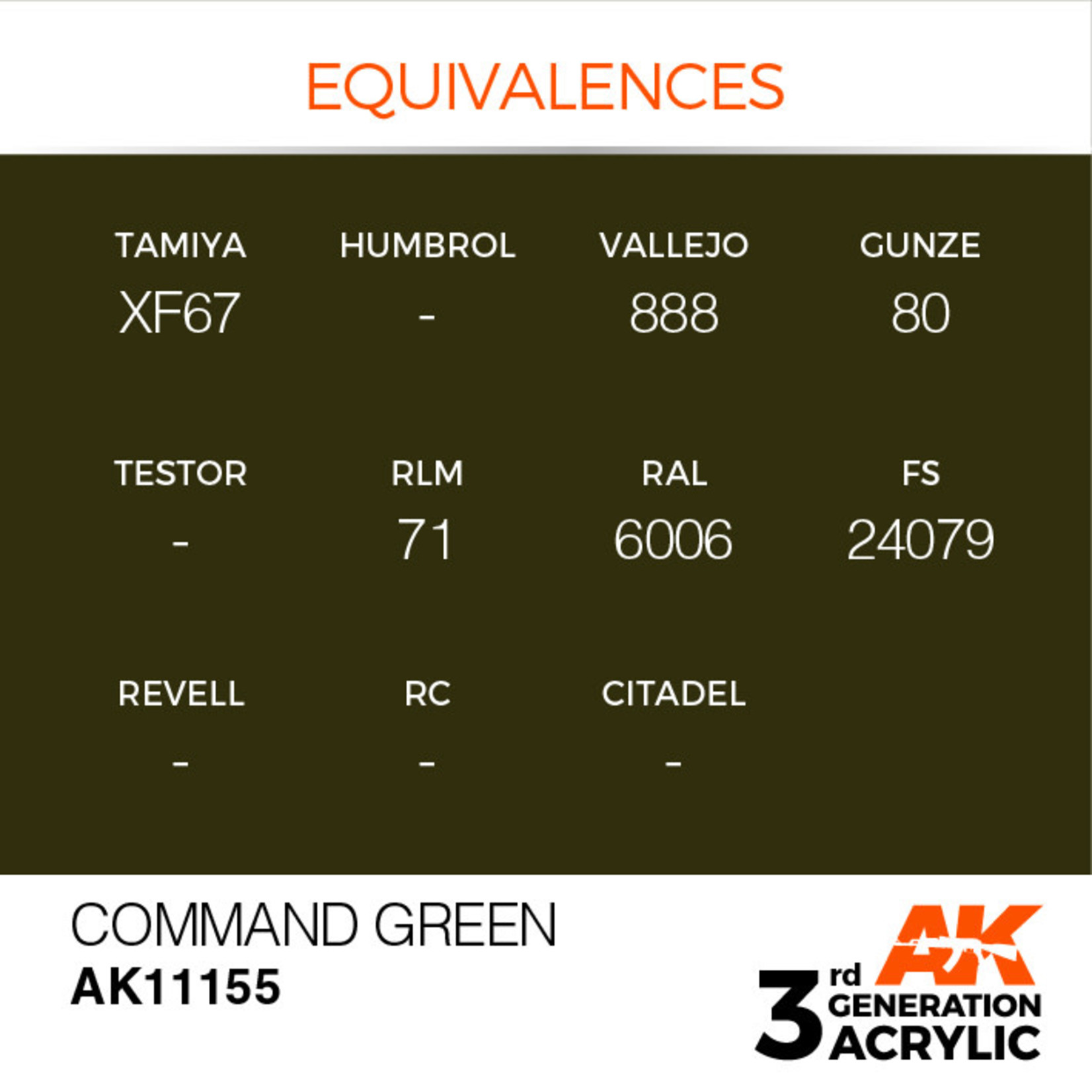 AK Interactive AK11155 3G Acrylic Command Green 17ml