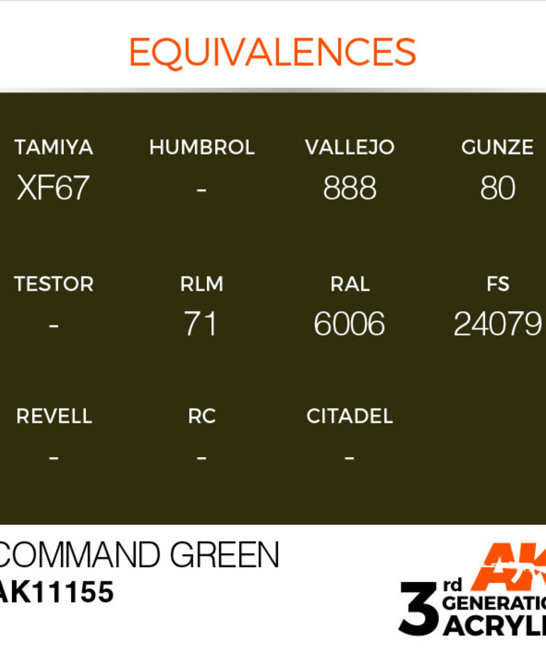 AK Interactive AK11155 3G Acrylic Command Green 17ml