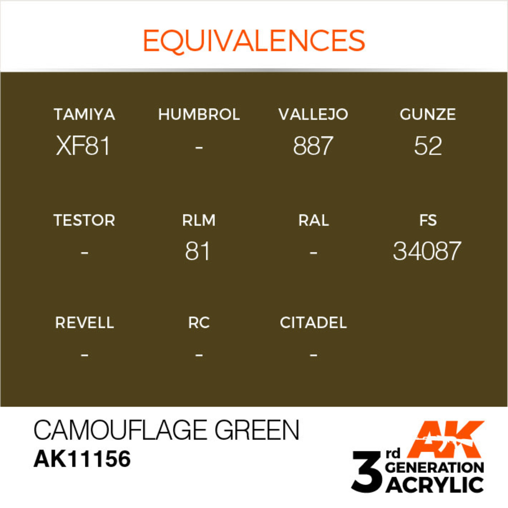 AK Interactive AK11156 3G Acrylic Camouflage Green 17ml