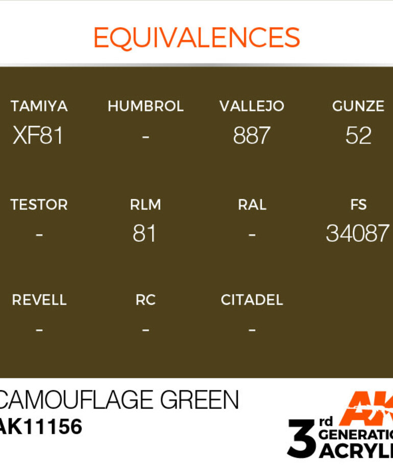 AK Interactive AK11156 3G Acrylic Camouflage Green 17ml