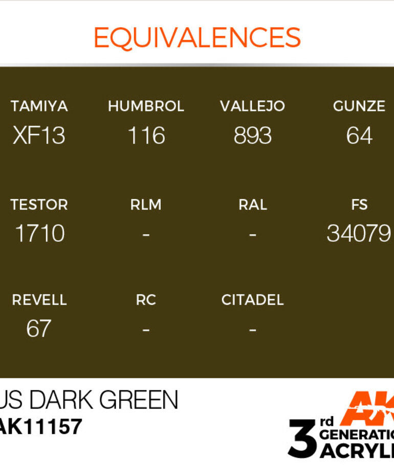 AK Interactive AK11157 3G Acrylic US Dark Green 17ml
