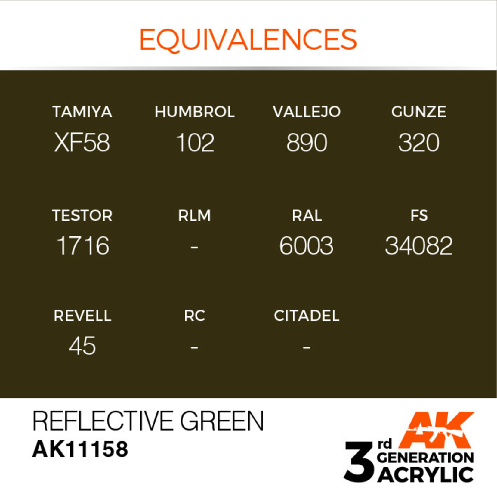 AK Interactive AK11158 3G Acrylic Reflective Green 17ml