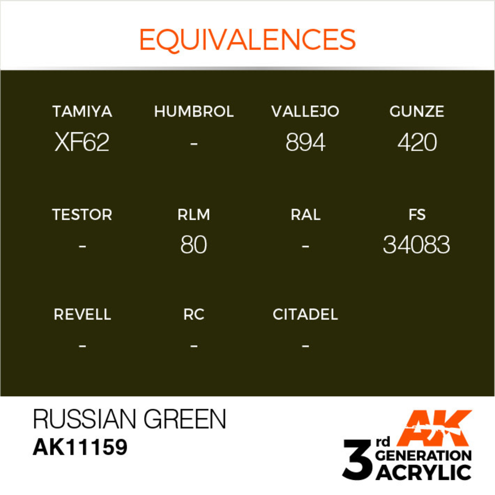 AK Interactive AK11159 3G Acrylic Russian Green 17ml