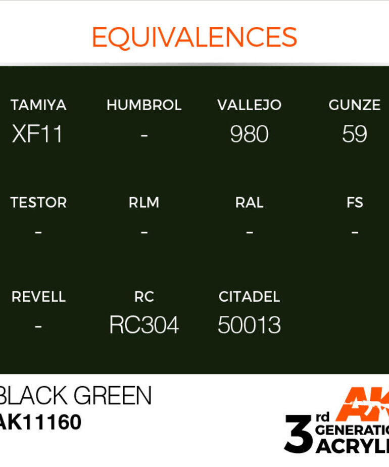 AK Interactive AK11160 3G Acrylic Black Green 17ml