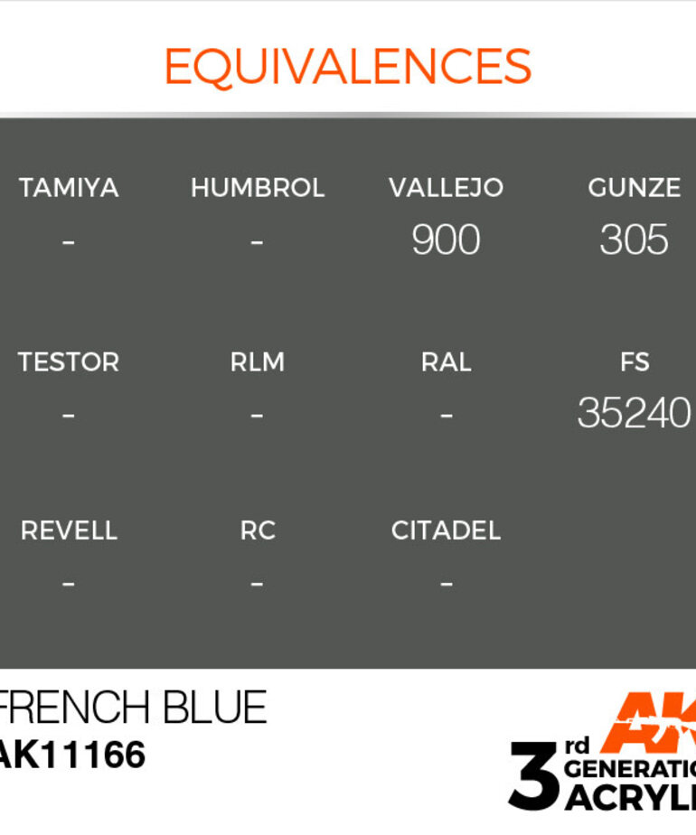 AK Interactive AK11166 3G Acrylic French Blue 17ml