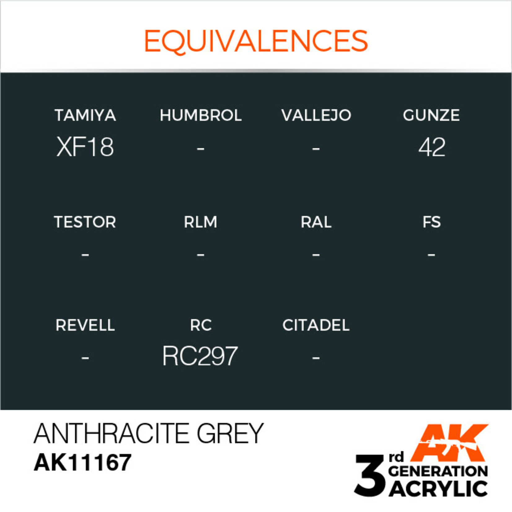AK Interactive AK11167 3G Acrylic Anthracite Grey 17ml
