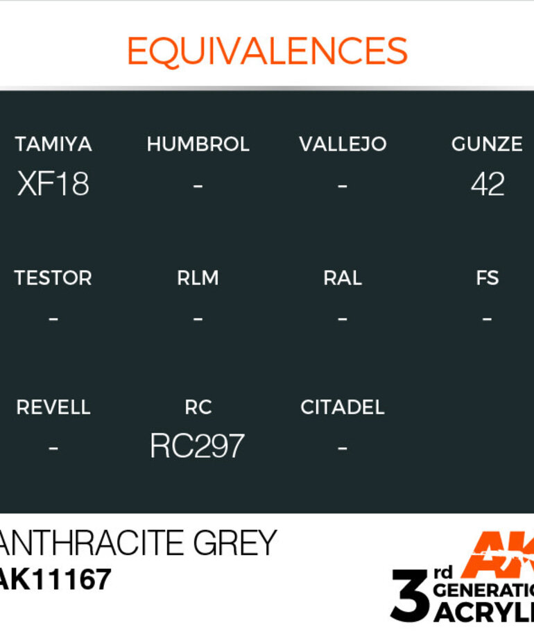 AK Interactive AK11167 3G Acrylic Anthracite Grey 17ml