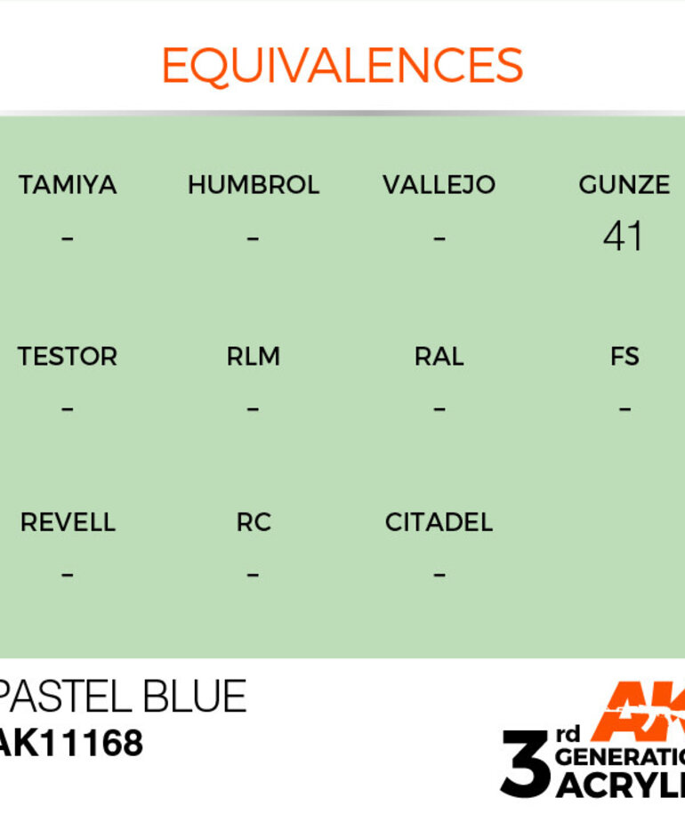 AK Interactive AK11168 3G Acrylic Pastel Blue 17ml