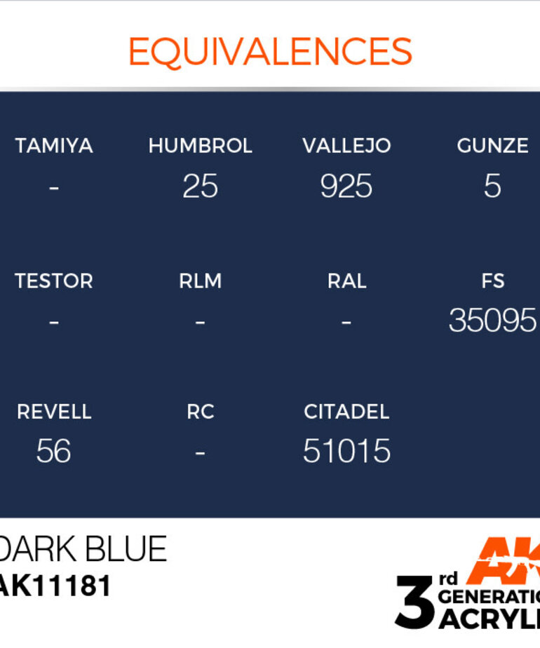 AK Interactive AK11181 3G Acrylic Dark Blue 17ml