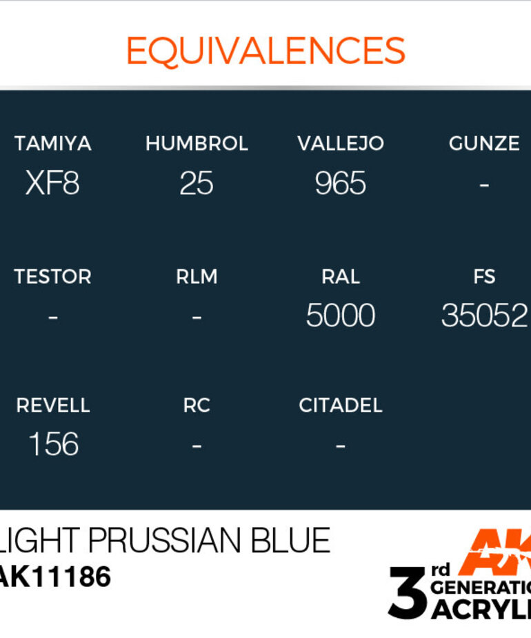 AK Interactive AK11186 3G Acrylic Light Prussian Blue 17ml