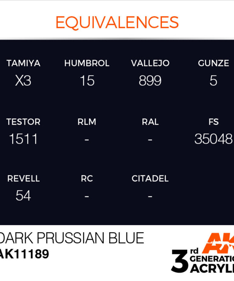 AK Interactive AK11189 3G Acrylic Dark Prussian Blue 17ml