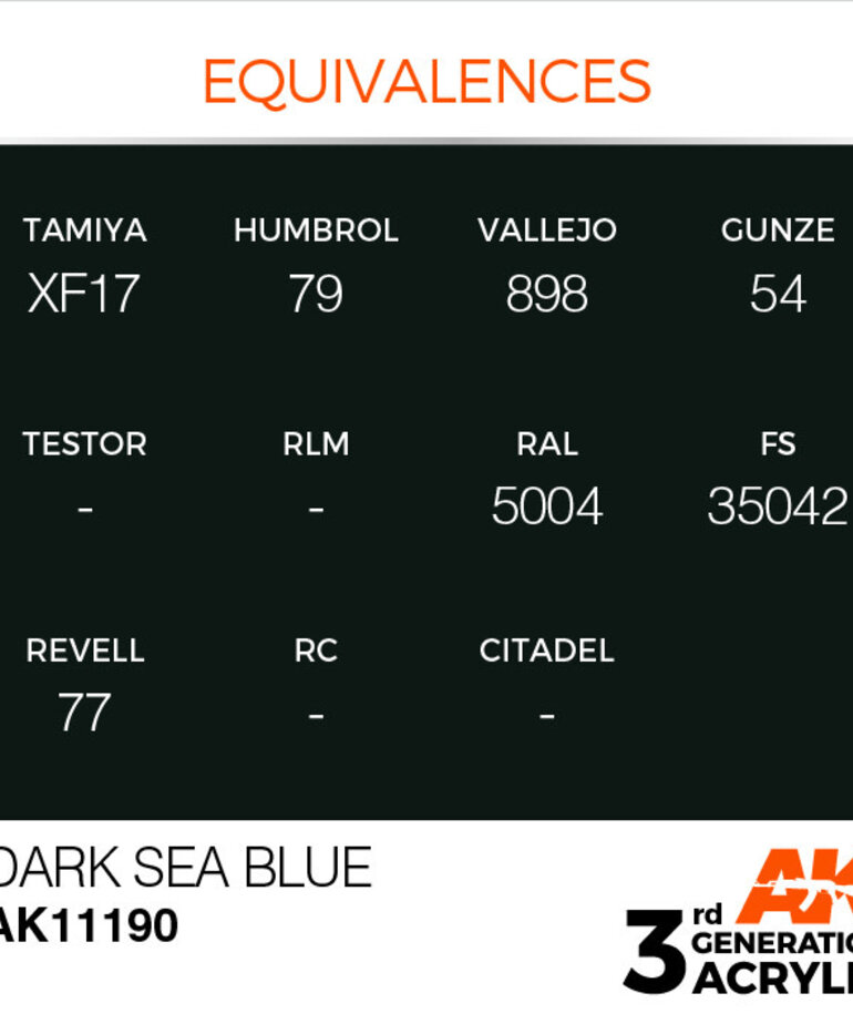 AK Interactive AK11190 3G Acrylic Dark Sea Blue 17ml