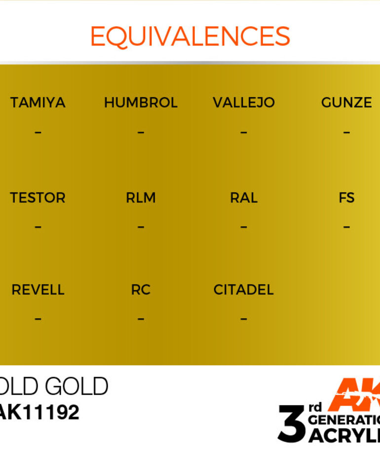 AK Interactive AK11192 3G Acrylic Metallic Old Gold 17ml
