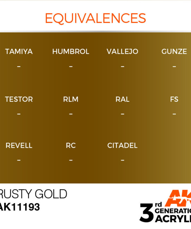 AK Interactive AK11193 3G Acrylic Metallic Rusty Gold 17ml