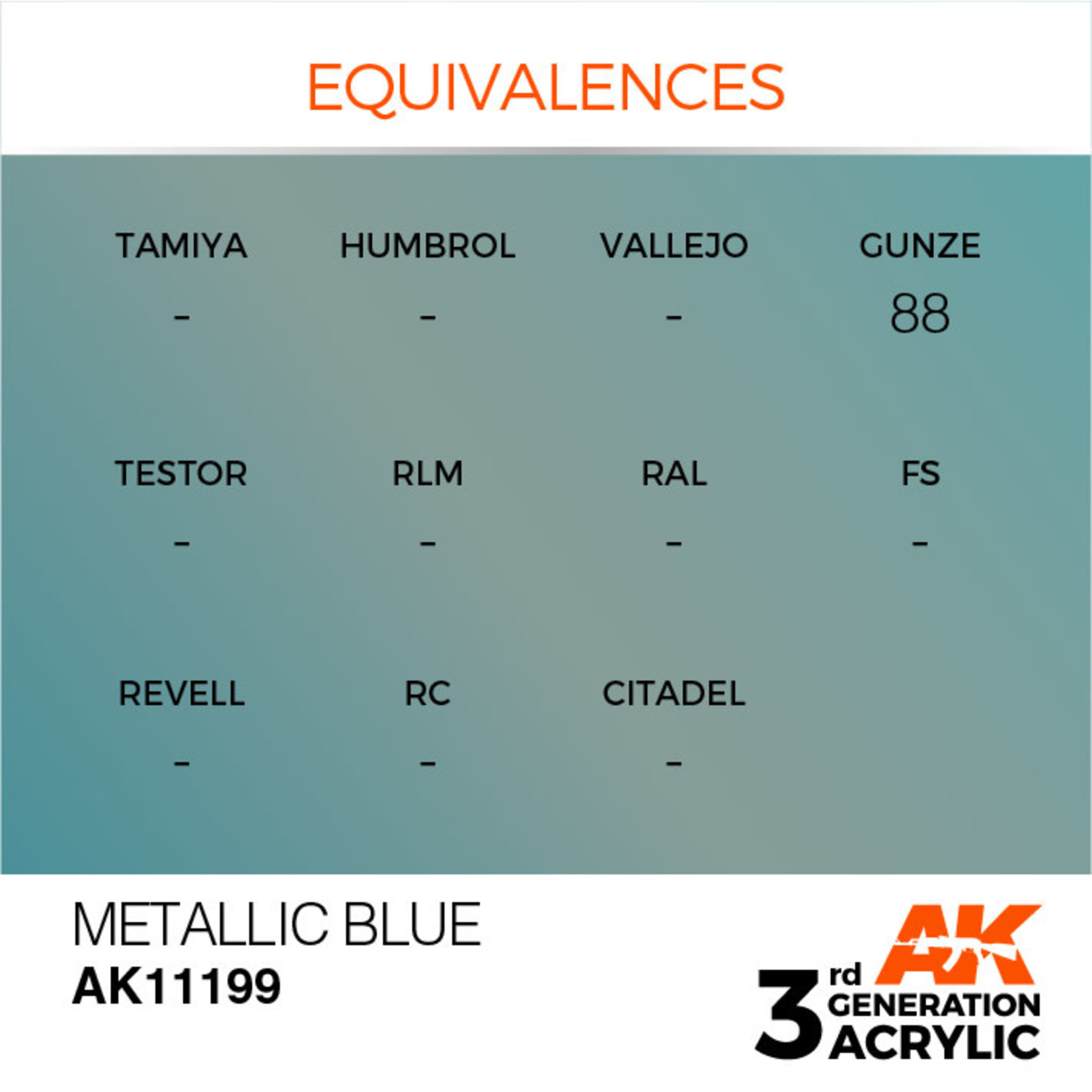 AK Interactive AK11199 3G Acrylic Metallic Blue 17ml