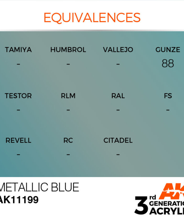 AK Interactive AK11199 3G Acrylic Metallic Blue 17ml