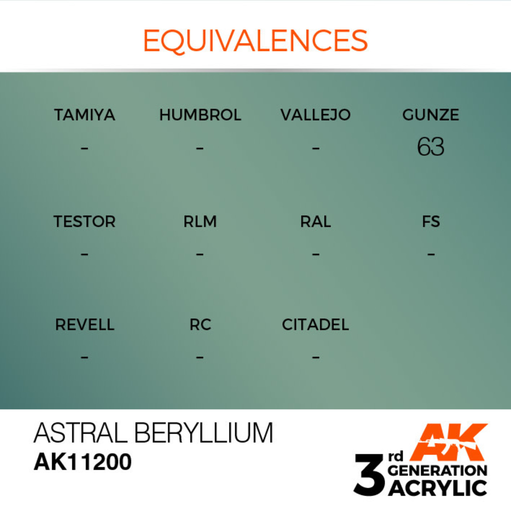 AK Interactive AK11200 3G Acrylic Metallic Astral Beryllium 17ml