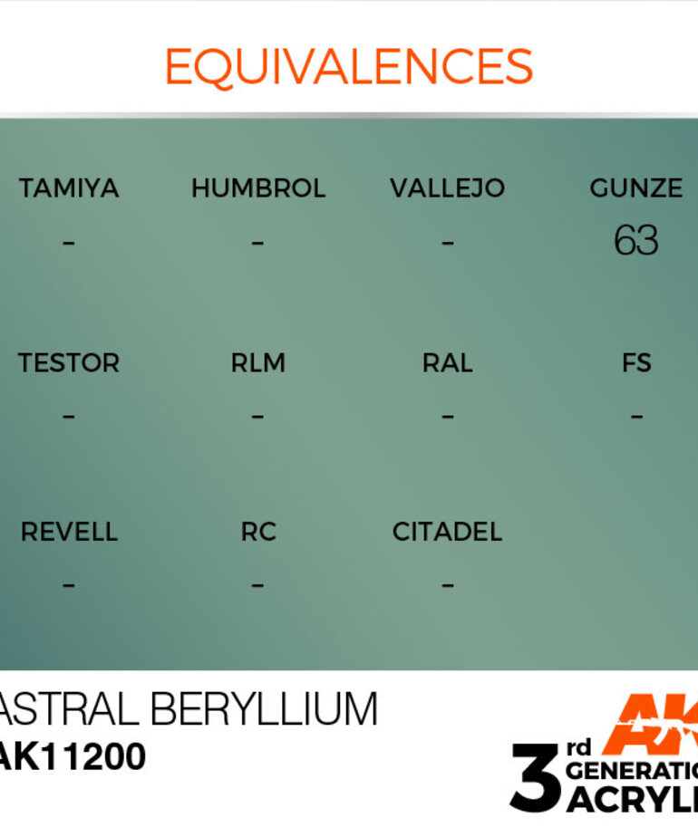 AK Interactive AK11200 3G Acrylic Metallic Astral Beryllium 17ml
