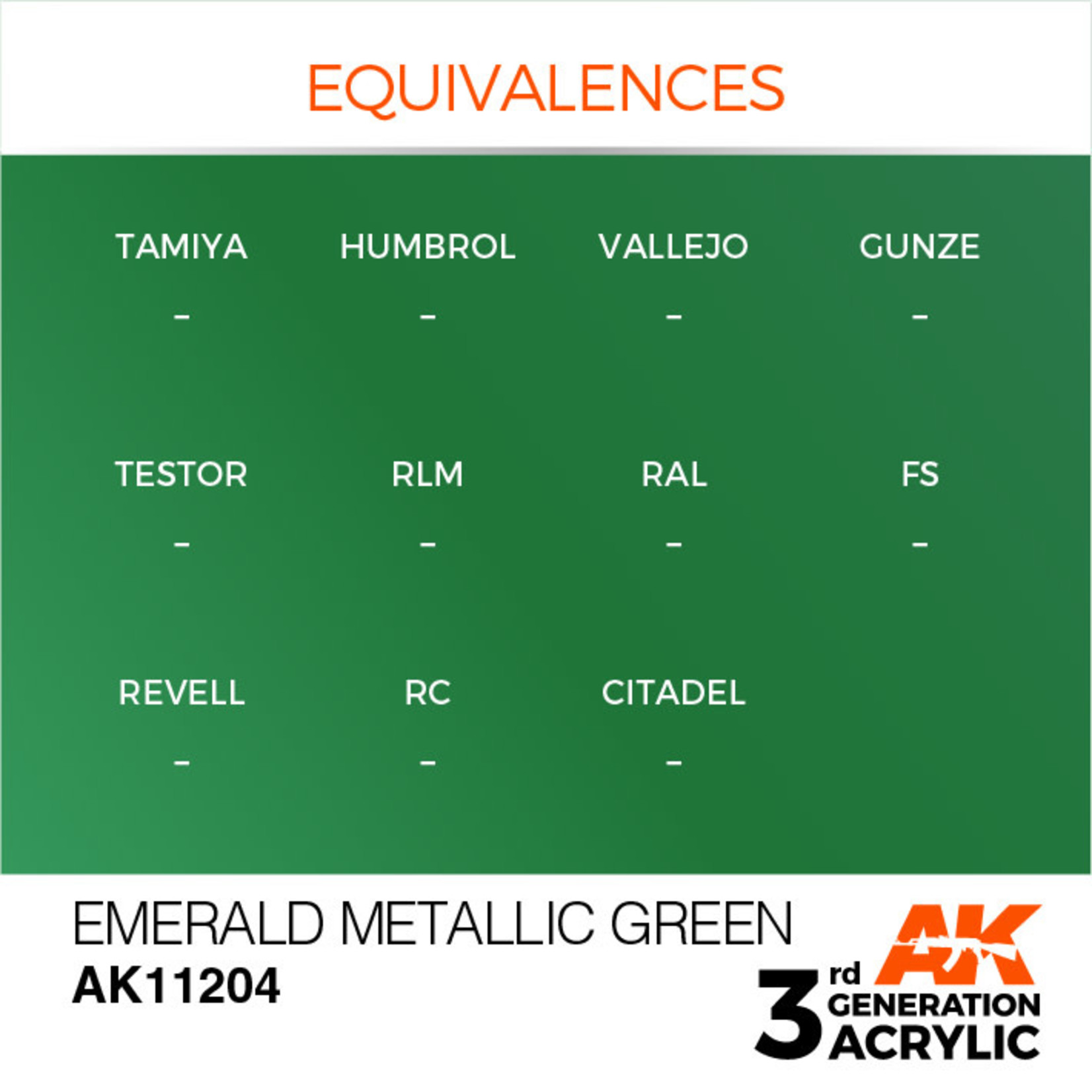 AK Interactive AK11204 3G Acrylic Metallic Emerald Green 17ml
