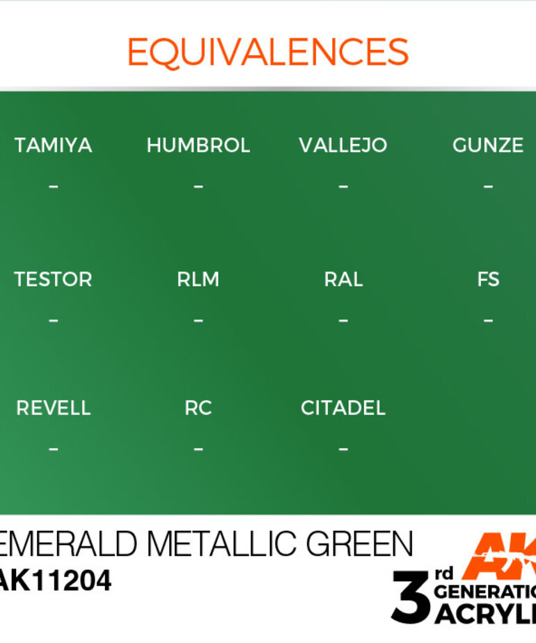 AK Interactive AK11204 3G Acrylic Metallic Emerald Green 17ml