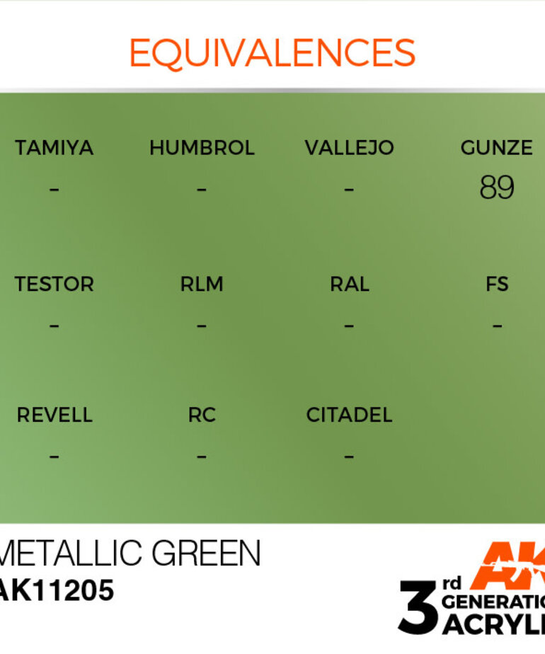 AK Interactive AK11205 3G Acrylic Metallic Green 17ml
