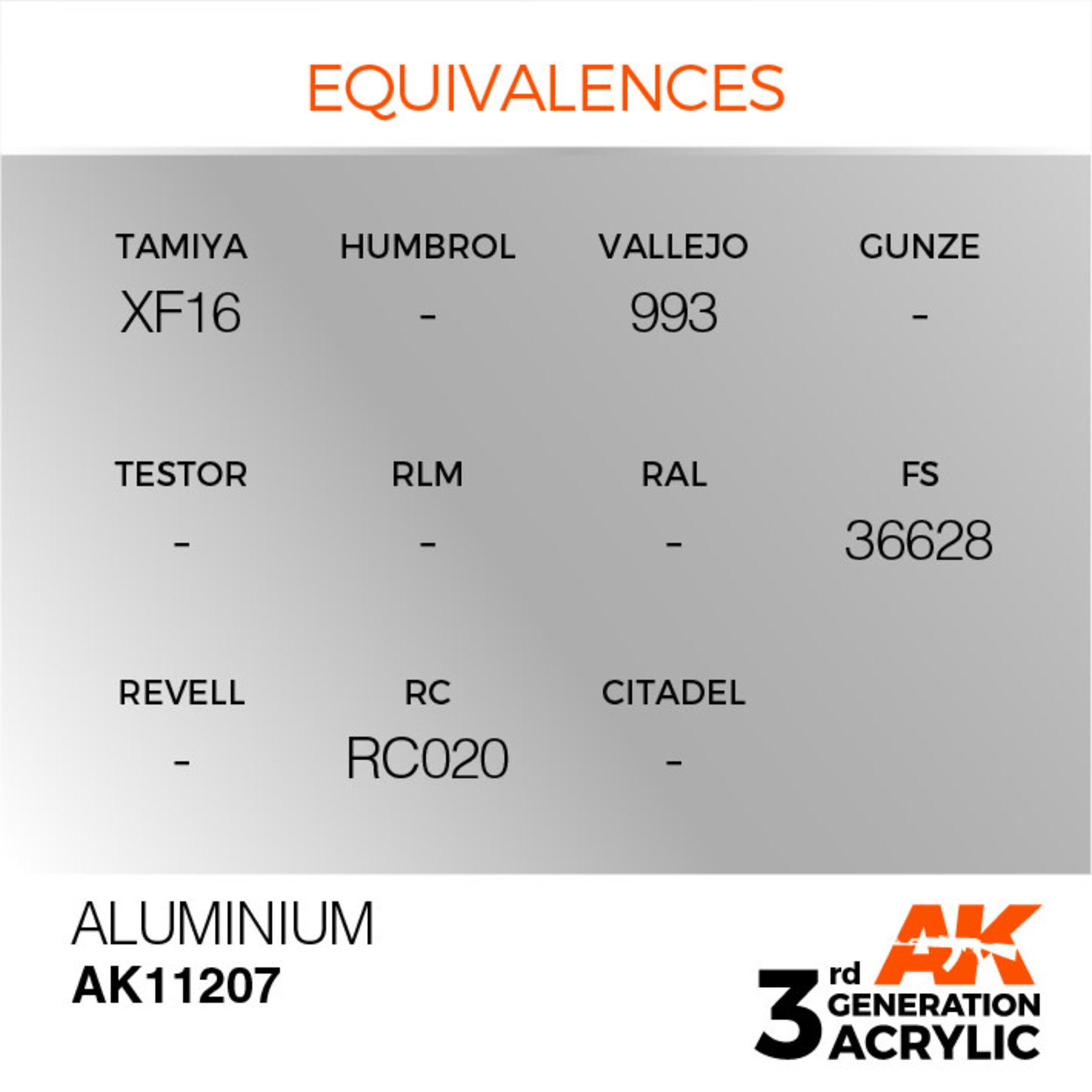 AK Interactive AK11207 3G Acrylic Metallic Aluminium 17ml
