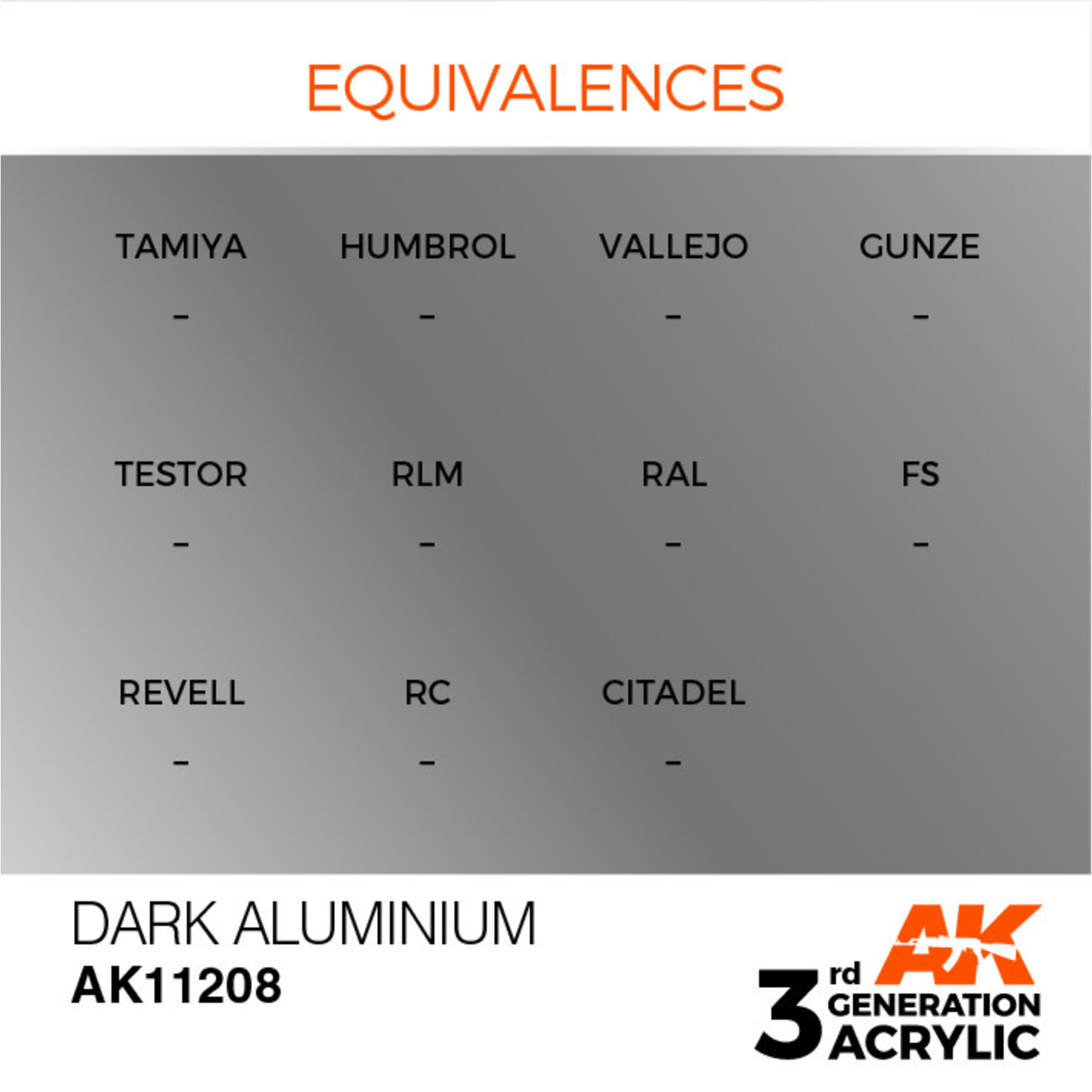 AK Interactive AK11208 3G Acrylic Metallic Dark Aluminium 17ml