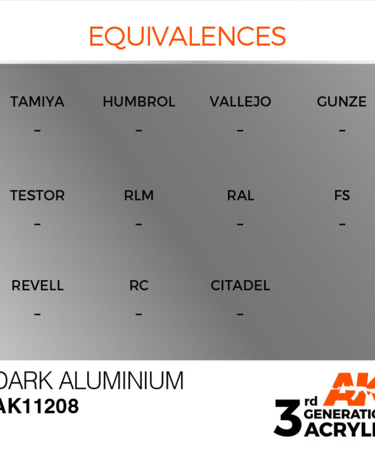 AK Interactive AK11208 3G Acrylic Metallic Dark Aluminium 17ml