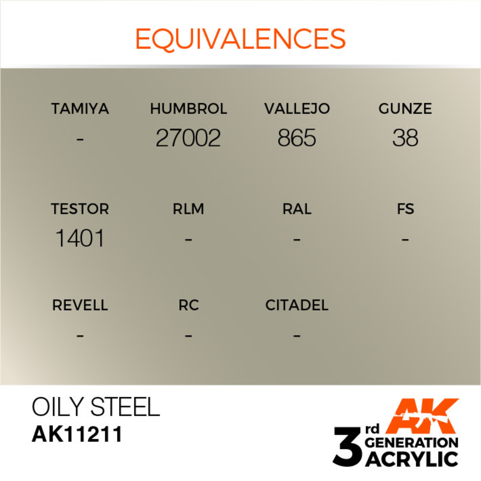 AK Interactive AK11211 3G Acrylic Metallic Oily Steel 17ml
